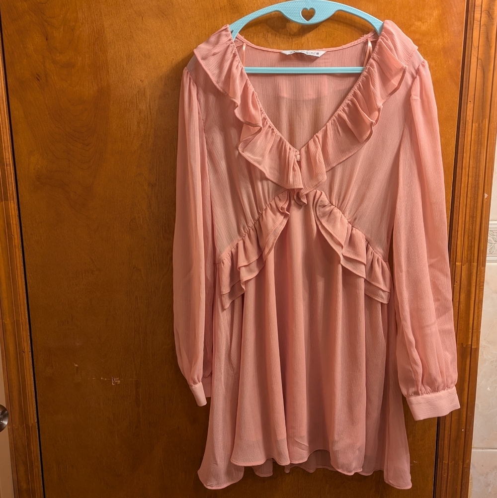 Zara Pink Ruffled Dress